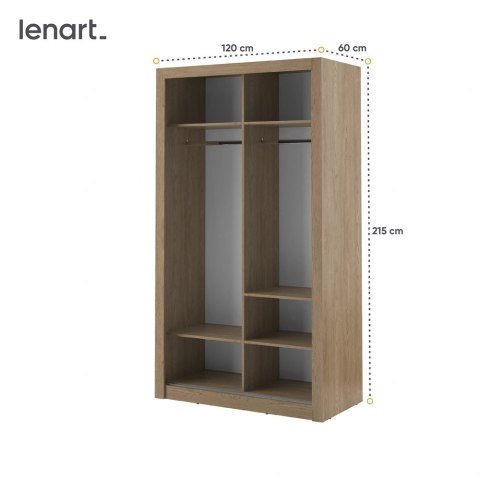 Szafa przesuwna Arti AR-06 120 cm z lustrem - dąb shetland