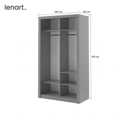 Szafa przesuwna Arti AR-06 120 cm z lustrem - szary