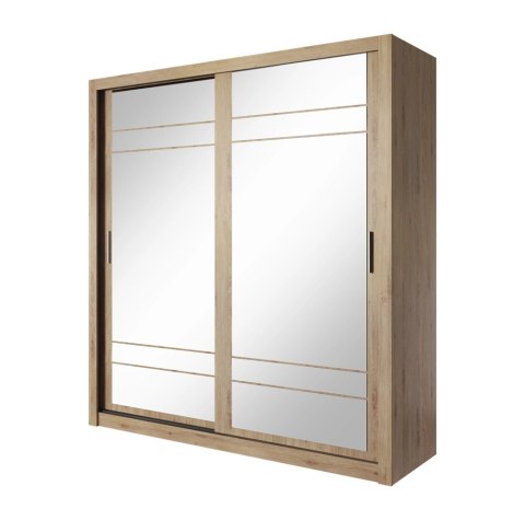 Szafa przesuwna Arti AR-08 203 cm z lustrem - dąb shetland