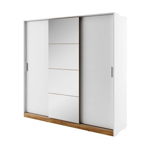 Szafa przesuwna Dentro DT-01 220 cm z lustrem - biały / dąb Stirling