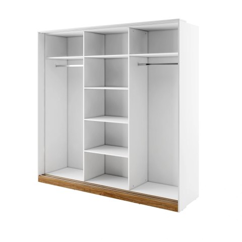Szafa przesuwna Dentro DT-01 220 cm z lustrem - biały / dąb Stirling