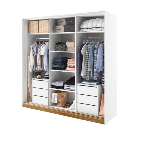 Szafa przesuwna Dentro DT-01 220 cm z lustrem - biały / dąb Stirling