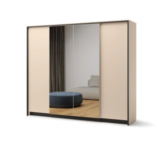 Szafa uchylna Enna EN-06 250 cm z lustrem i LED - beż / czarny