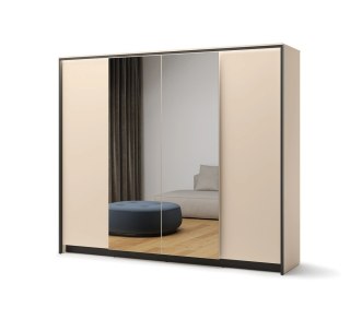 Szafa uchylna Enna EN-06 250 cm z lustrem i LED - beż / czarny