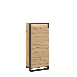 Szafka Quant QA-07 60 cm z półkami i LED - dąb artisan / czarny