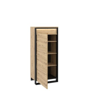 Szafka Quant QA-07 60 cm z półkami i LED - dąb artisan / czarny