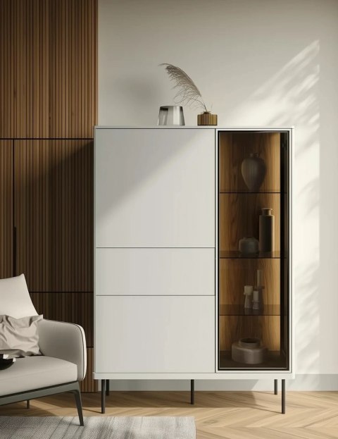 Witryna Epiro EP-01 99 cm z oświetleniem LED - kaszmir / dąb ciemny