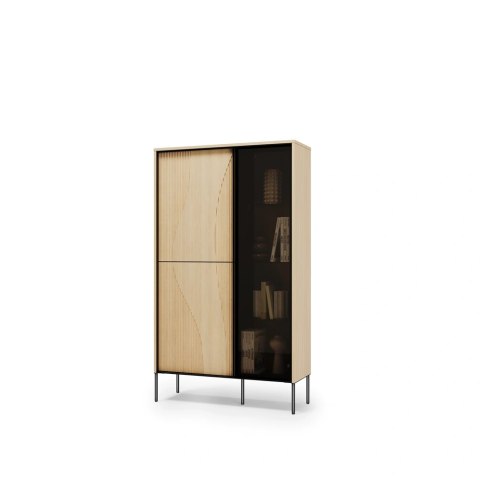Witryna Flow FW-01 92 cm z oświetleniem LED - dąb vincenza bielona / czarny