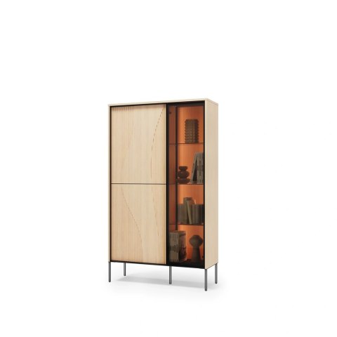 Witryna Flow FW-01 92 cm z oświetleniem LED - dąb vincenza bielona / czarny