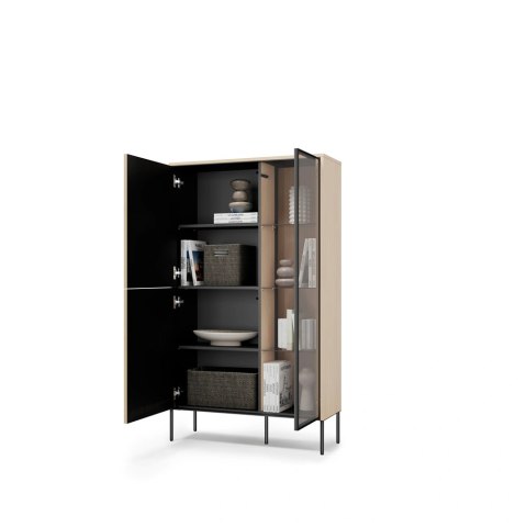 Witryna Flow FW-01 92 cm z oświetleniem LED - dąb vincenza bielona / czarny