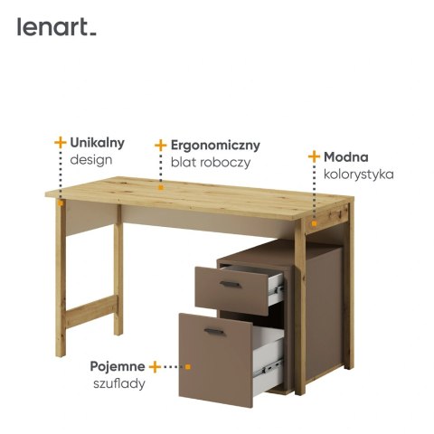 Biurko młodzieżowe Lenny LY-04 125 cm z 2 szufladami