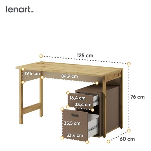 Biurko młodzieżowe Lenny LY-04 125 cm z 2 szufladami