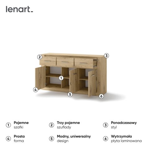 Komoda 3D3S 160 cm Idea ID-09 - san remo jasny