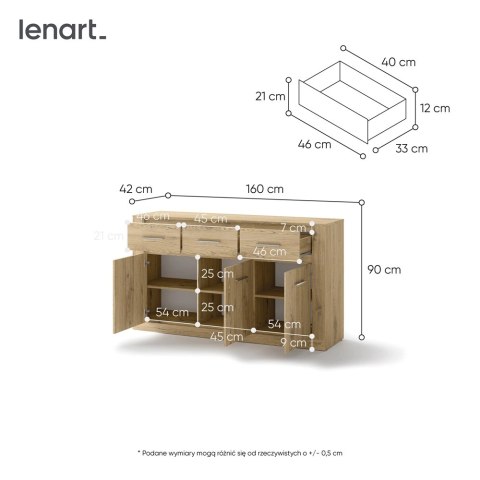 Komoda 3D3S 160 cm Idea ID-09 - san remo jasny