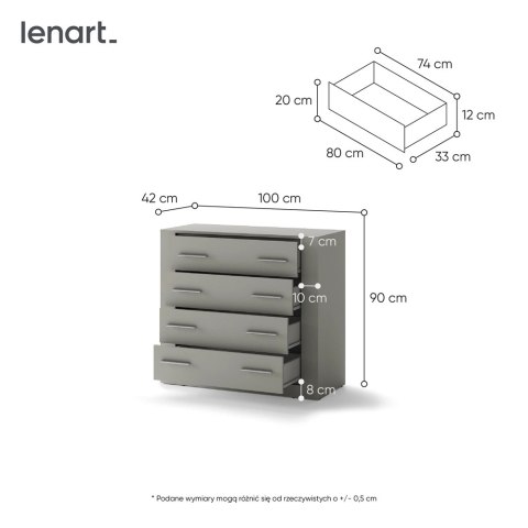 Komoda 4S 100 cm Idea ID-10 - szary