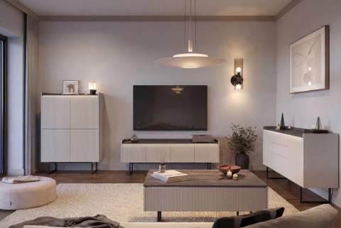 Komoda Lago LG-01 98 cm 4D z LED - beż piaskowy / wind mile dark