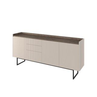 Komoda Lago LG-04 192 cm 3D3S z LED - beż piaskowy / wind mile dark