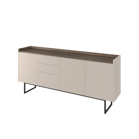 Komoda Lago LG-04 192 cm 3D3S z LED - beż piaskowy / wind mile dark
