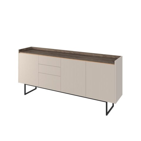 Komoda Lago LG-04 192 cm 3D3S z LED - beż piaskowy / wind mile dark