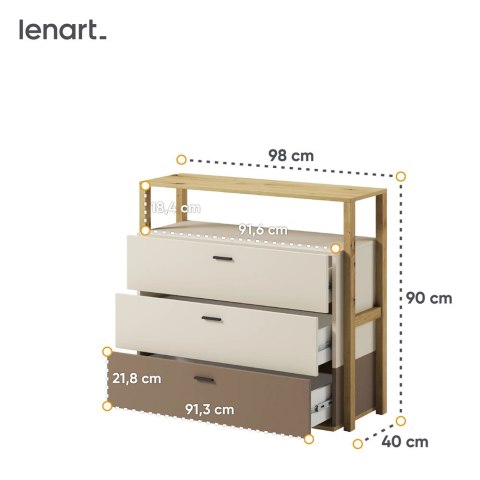 Komoda młodzieżowa Lenny LY-06 98 cm z 3 szufladami