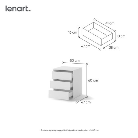 Kontenerek wewnętrzny 3S 50 cm Idea ID-13 - biały alpejski