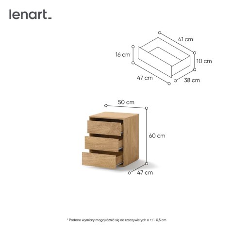 Kontenerek wewnętrzny 3S 50 cm Idea ID-13 - dąb shetland