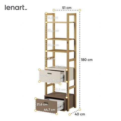 Regał młodzieżowy Lenny LY-03 51 cm z 2 szufladami
