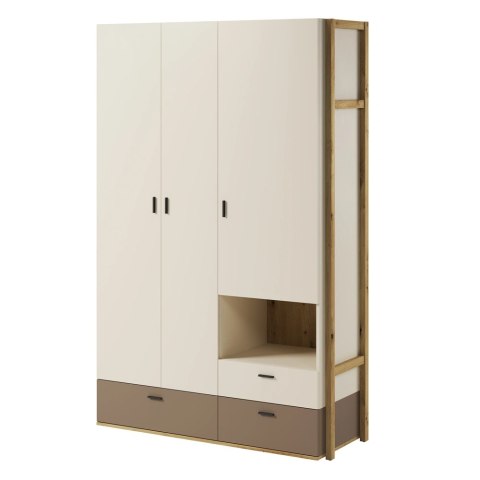 Szafa młodzieżowa Lenny LY-01 135 cm 3D3S - dąb artisan / beż / trufla