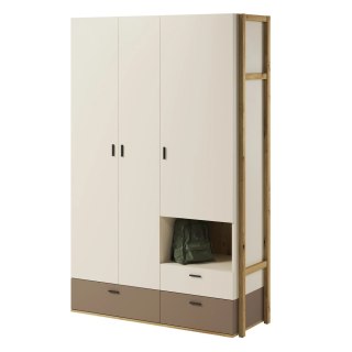 Szafa młodzieżowa Lenny LY-01 135 cm 3D3S - dąb artisan / beż / trufla