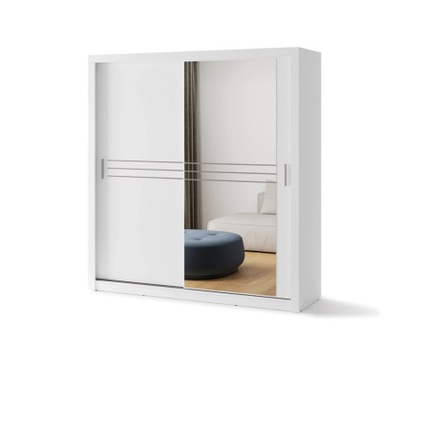 Szafa przesuwna 2D 203 cm z lustrem Idea ID-12 - biały alpejski