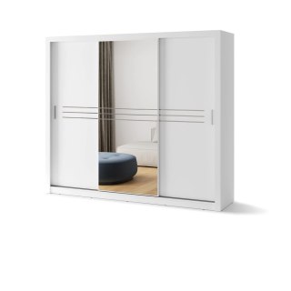 Szafa przesuwna 3D 250 cm z lustrem Idea ID-11 - biały alpejski
