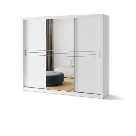 Szafa przesuwna 3D 250 cm z lustrem Idea ID-11 - biały alpejski