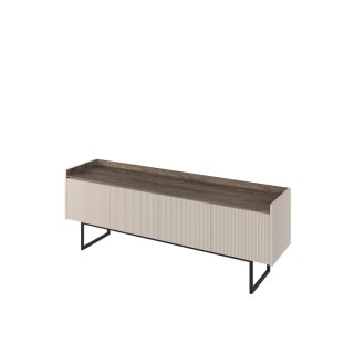 Szafka RTV Lago LG-05 166 cm 4D z LED - beż piaskowy / wind mile dark