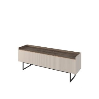 Szafka RTV Lago LG-05 166 cm 4D z LED - beż piaskowy / wind mile dark