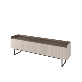 Szafka RTV Lago LG-06 192 cm 3D2S z LED - beż piaskowy / wind mile dark