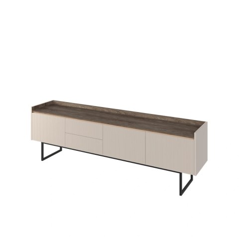 Szafka RTV Lago LG-06 192 cm 3D2S z LED - beż piaskowy / wind mile dark