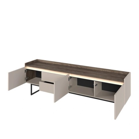 Szafka RTV Lago LG-06 192 cm 3D2S z LED - beż piaskowy / wind mile dark