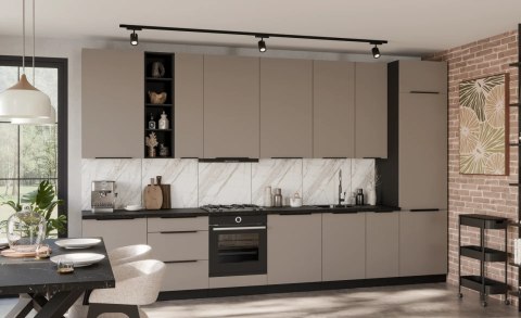 Zestaw mebli kuchennych Aria Aquamarine / Czarny 255 cm - 13 elementów