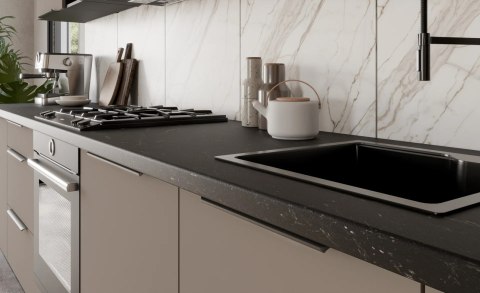 Zestaw mebli kuchennych Aria Aquamarine / Czarny 255 cm - 13 elementów