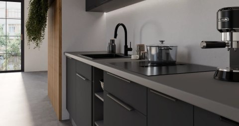 Zestaw mebli kuchennych Aria Black / Antracyt 255 cm - 13 elementów