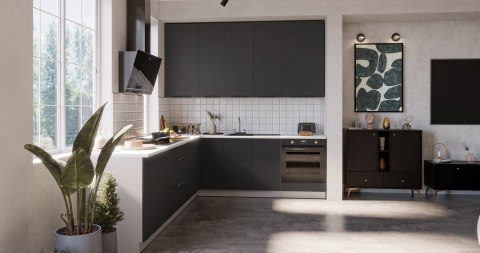Zestaw mebli kuchennych Aria Black / Biały 255 cm - 13 elementów