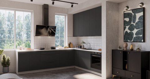 Zestaw mebli kuchennych Aria Black / Biały 255 cm - 13 elementów