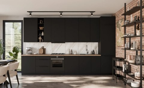 Zestaw mebli kuchennych Aria Black / Czarny 255 cm - 13 elementów