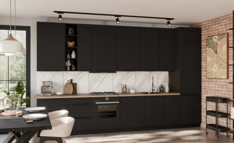 Zestaw mebli kuchennych Aria Black / Czarny 255 cm - 13 elementów