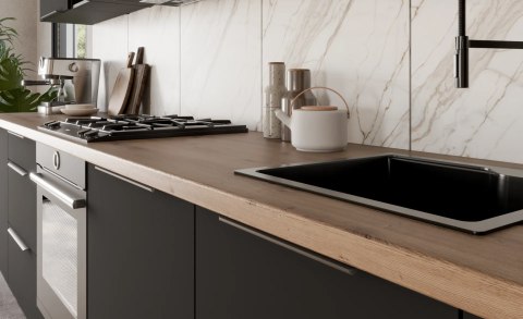 Zestaw mebli kuchennych Aria Black / Czarny 255 cm - 13 elementów