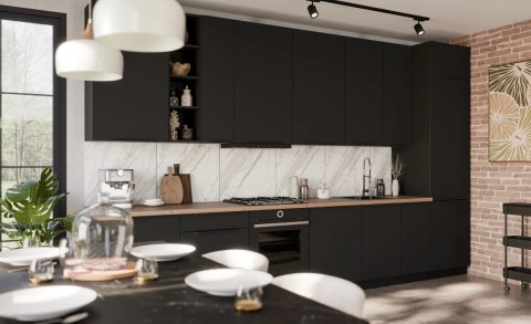 Zestaw mebli kuchennych Aria Black / Czarny 255 cm - 13 elementów