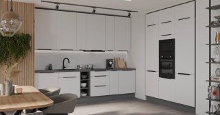 Zestaw mebli kuchennych Aria Crystal white / Antracyt 255 cm - 13 elementów