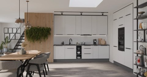 Zestaw mebli kuchennych Aria Crystal white / Antracyt 255 cm - 13 elementów