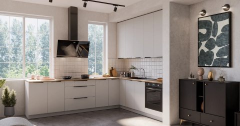 Zestaw mebli kuchennych Aria Crystal white / Biały 255 cm - 13 elementów