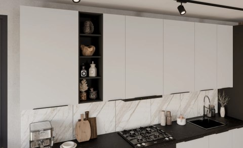 Zestaw mebli kuchennych Aria Crystal white / Czarny 255 cm - 13 elementów